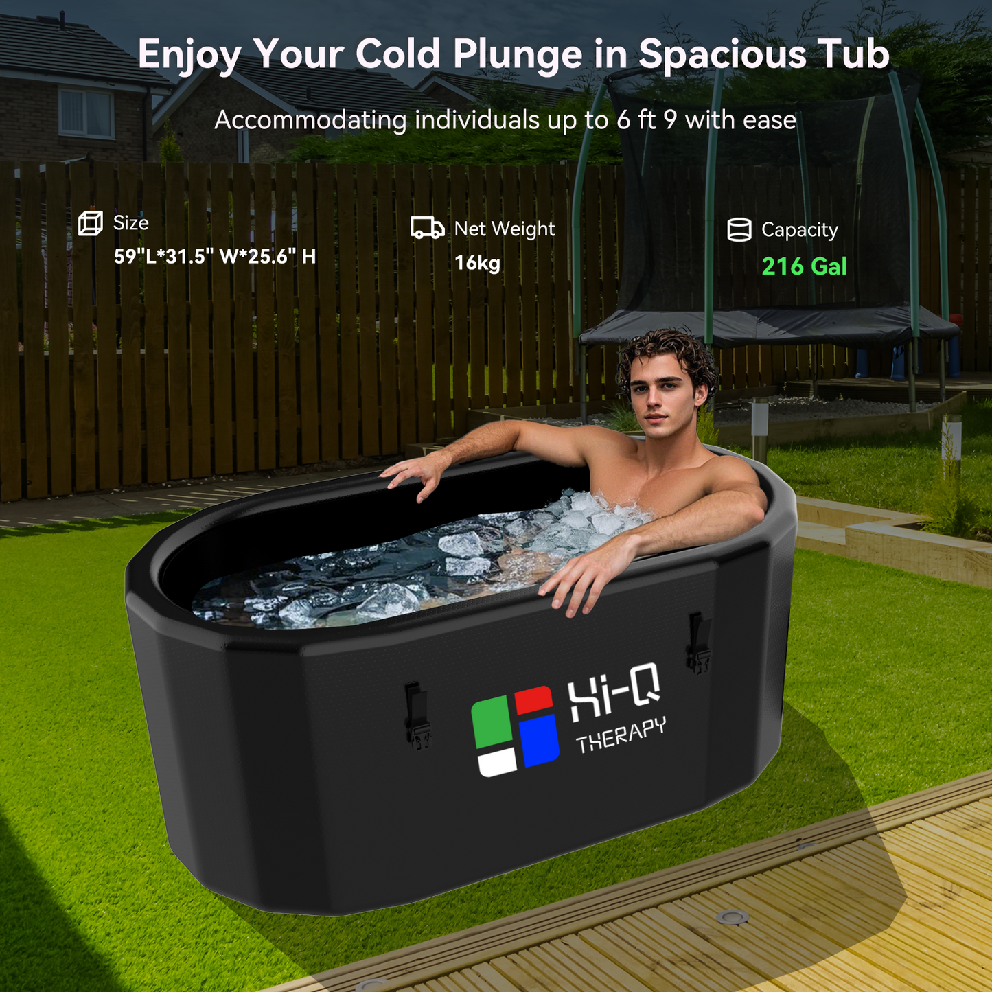 Hi-Q Therapy Black Cold Plunge Tub Inflatable Ice Bath Tubs Portable Ice Bath Barrel(bathtub only)