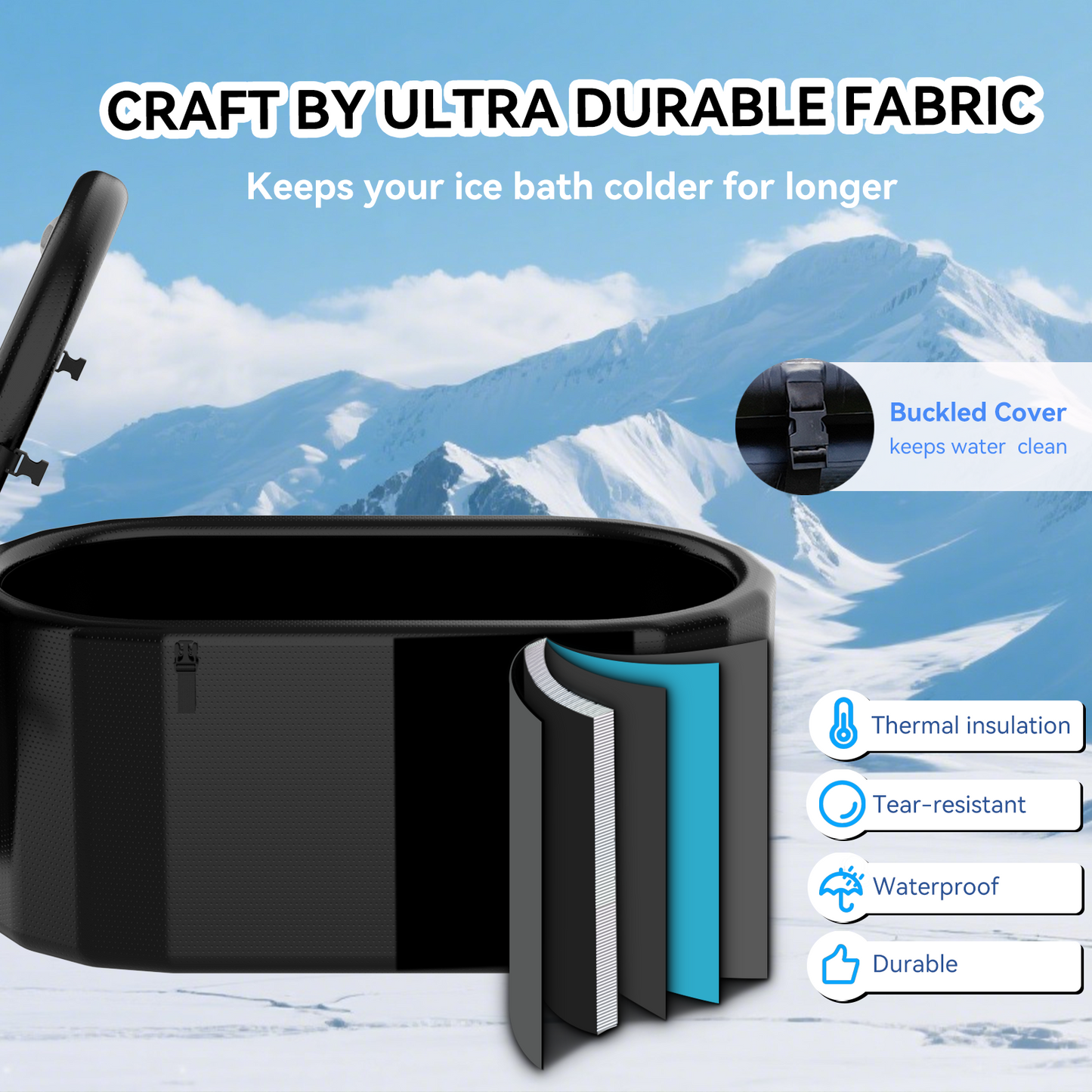 Hi-Q Therapy Black Cold Plunge Tub Inflatable Ice Bath Tubs Portable Ice Bath Barrel(bathtub only)