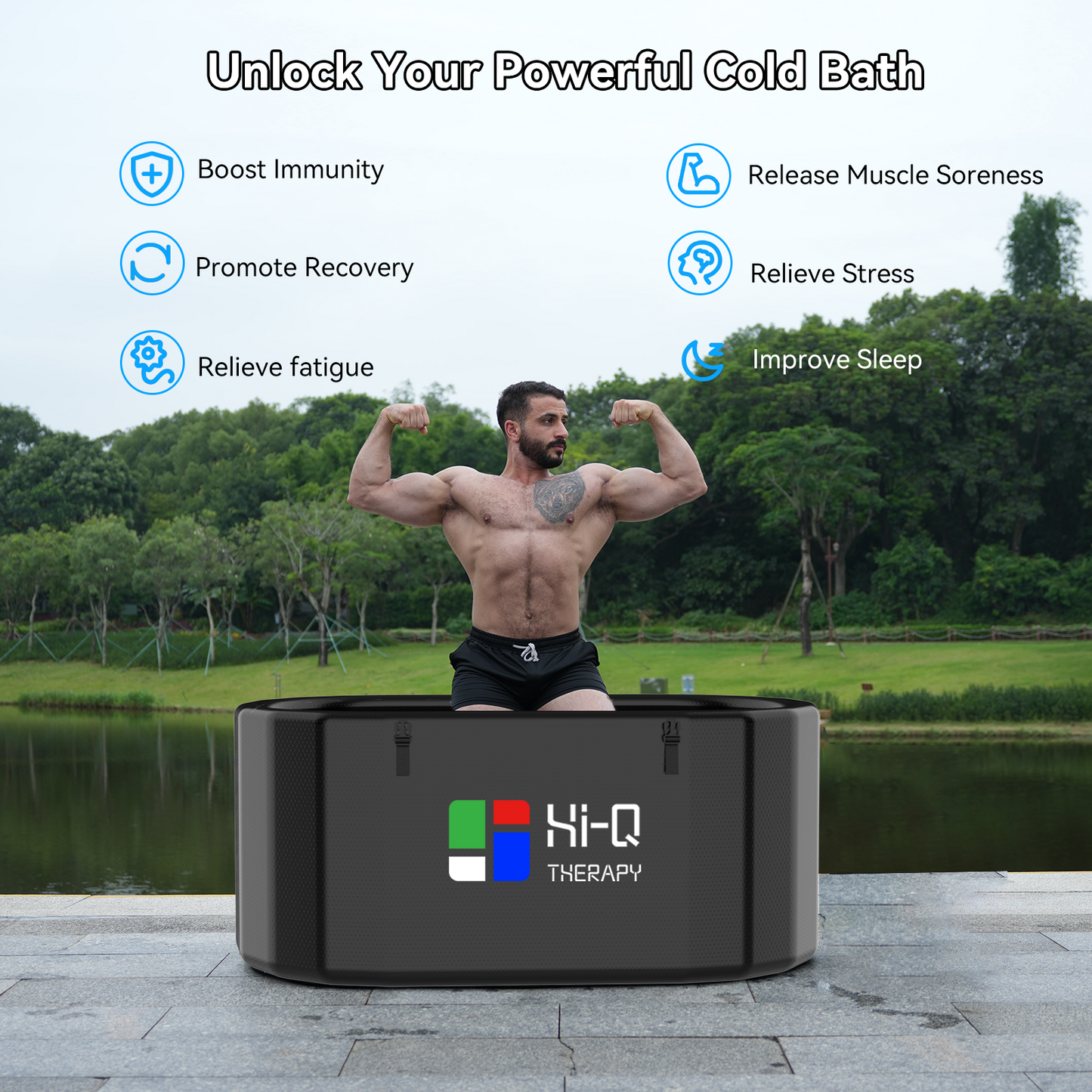 Hi-Q Therapy Black Cold Plunge Tub Inflatable Ice Bath Tubs Portable Ice Bath Barrel(bathtub only)