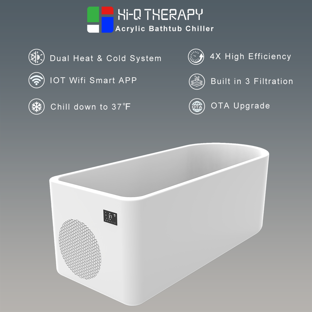 Hi-Q Therapy Smart All In One Acrylic Ice Bath Tub Cold Plunge Pool With Chiller Filter
