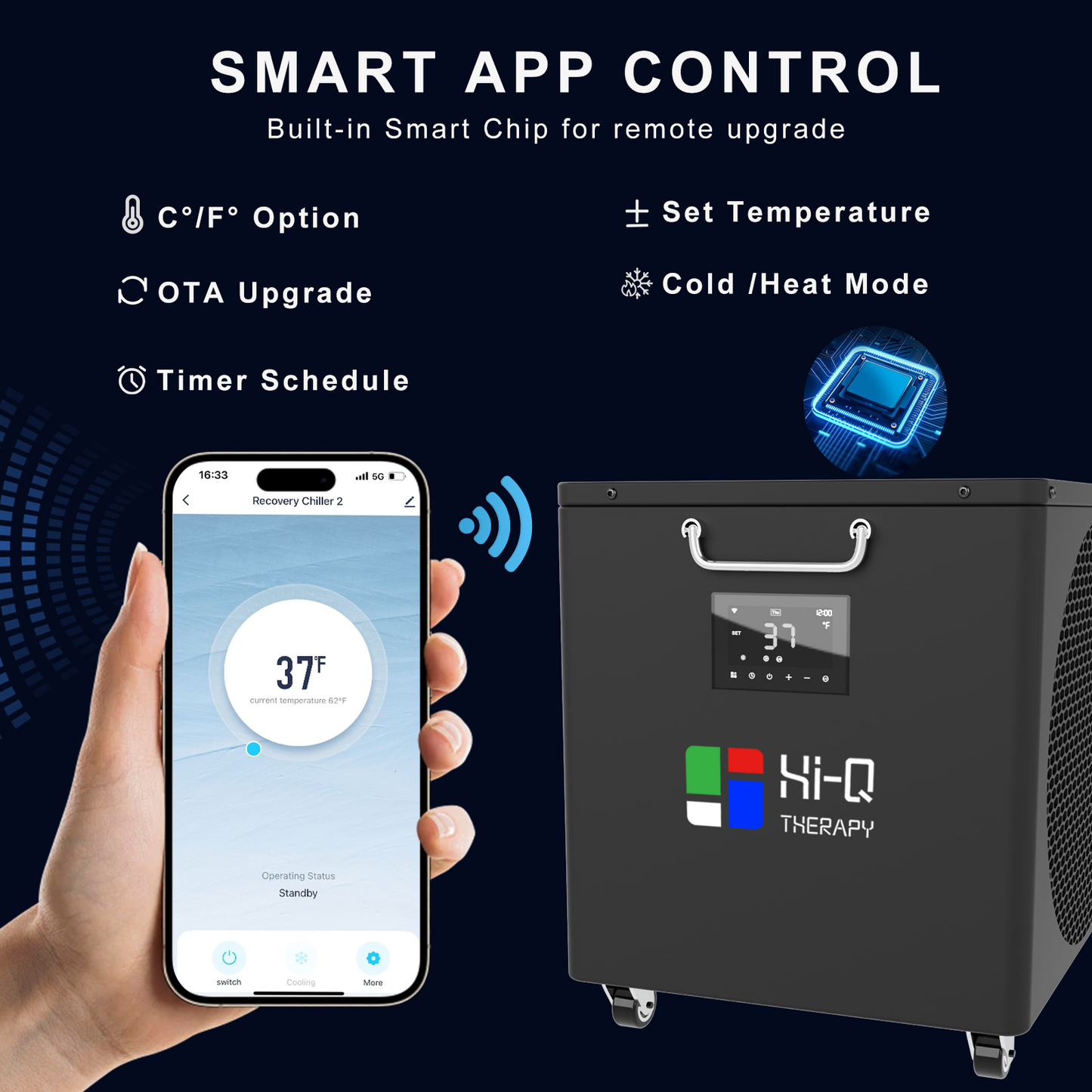 Hi-Q Therapy Smart UV disinfection Cold plunge lce Bath 1.0hp Chiller Pro With Wifi and Pump