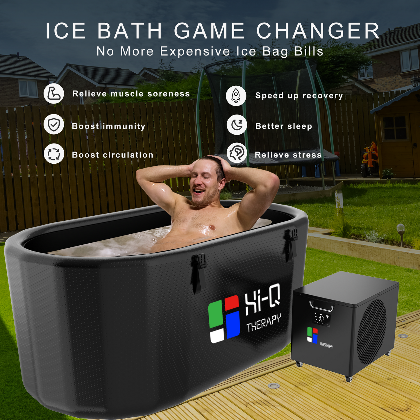 Hi-Q Therapy Smart UV disinfection Cold plunge lce Bath 1.0hp Chiller Pro With Wifi and Pump