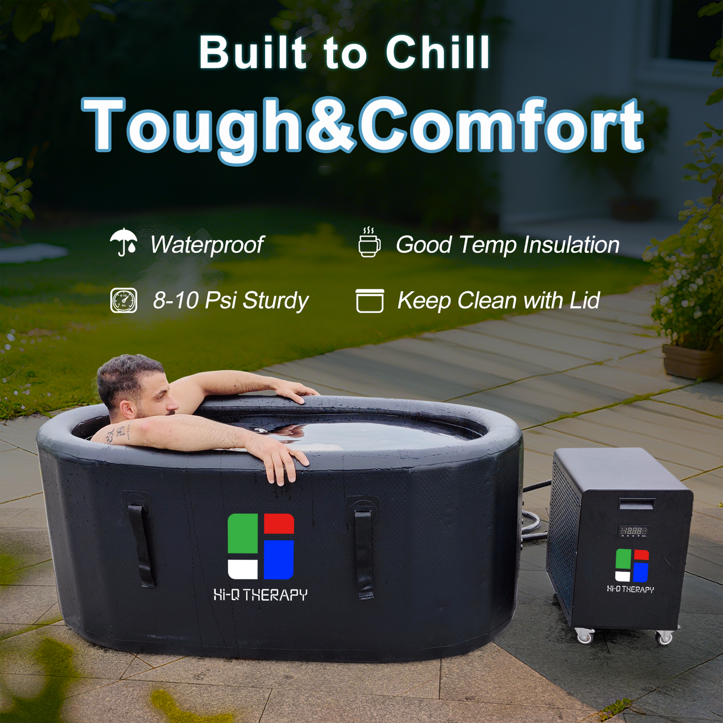 Hi-Q Therapy Ice Bath Tub with Chiller 1hp, Cold plunge Kit with External Pump