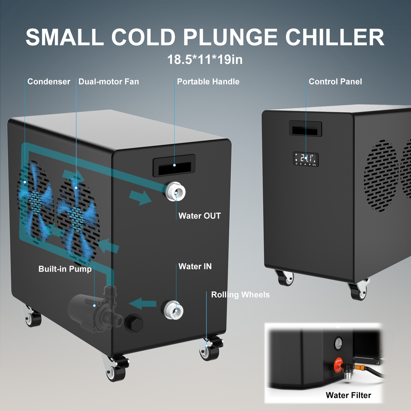 Hi-Q Therapy 1.0hp Ice Bath Chiller Compact with Pump
