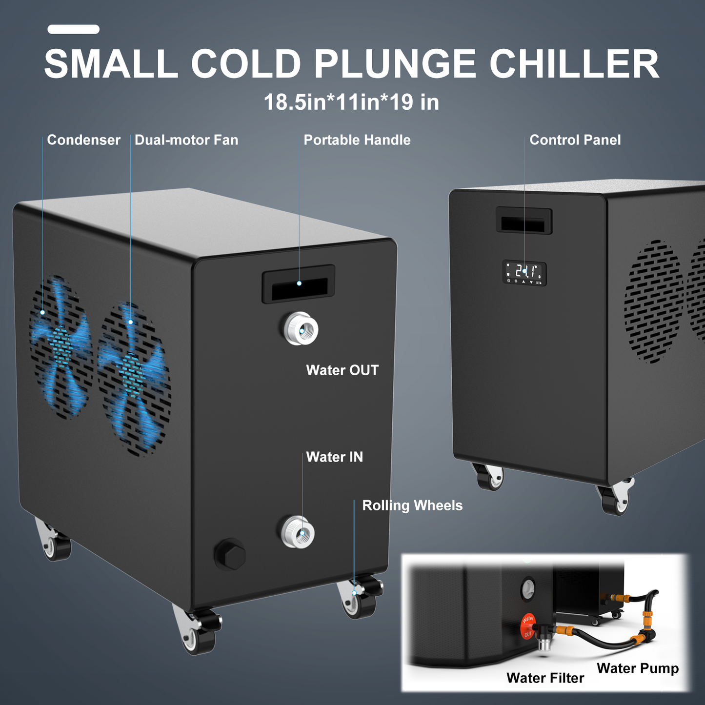 Hi-Q Therapy 1.0hp Ice Bath Chiller With External Pump