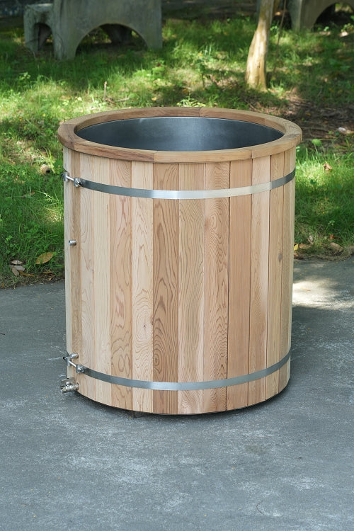 Natural Wood Cold Plunge Tub, Red Cedar Well-made, 304 Stainless Steel Ice Bathtub for Chiller