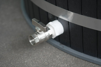 Composite Wood Ice Bath Tub with PP Liner, Black Round Bathtub for Cold Plunge Chiller