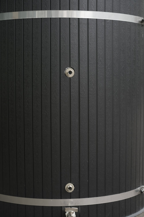 Composite Wood Ice Bath Tub with PP Liner, Black Round Bathtub for Cold Plunge Chiller