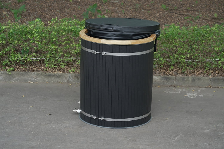 Composite Wood Ice Bath Tub with PP Liner, Black Round Bathtub for Cold Plunge Chiller