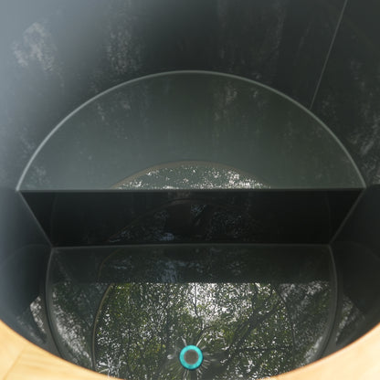 Composite Wood Ice Bath Tub with PP Liner, Black Round Bathtub for Cold Plunge Chiller