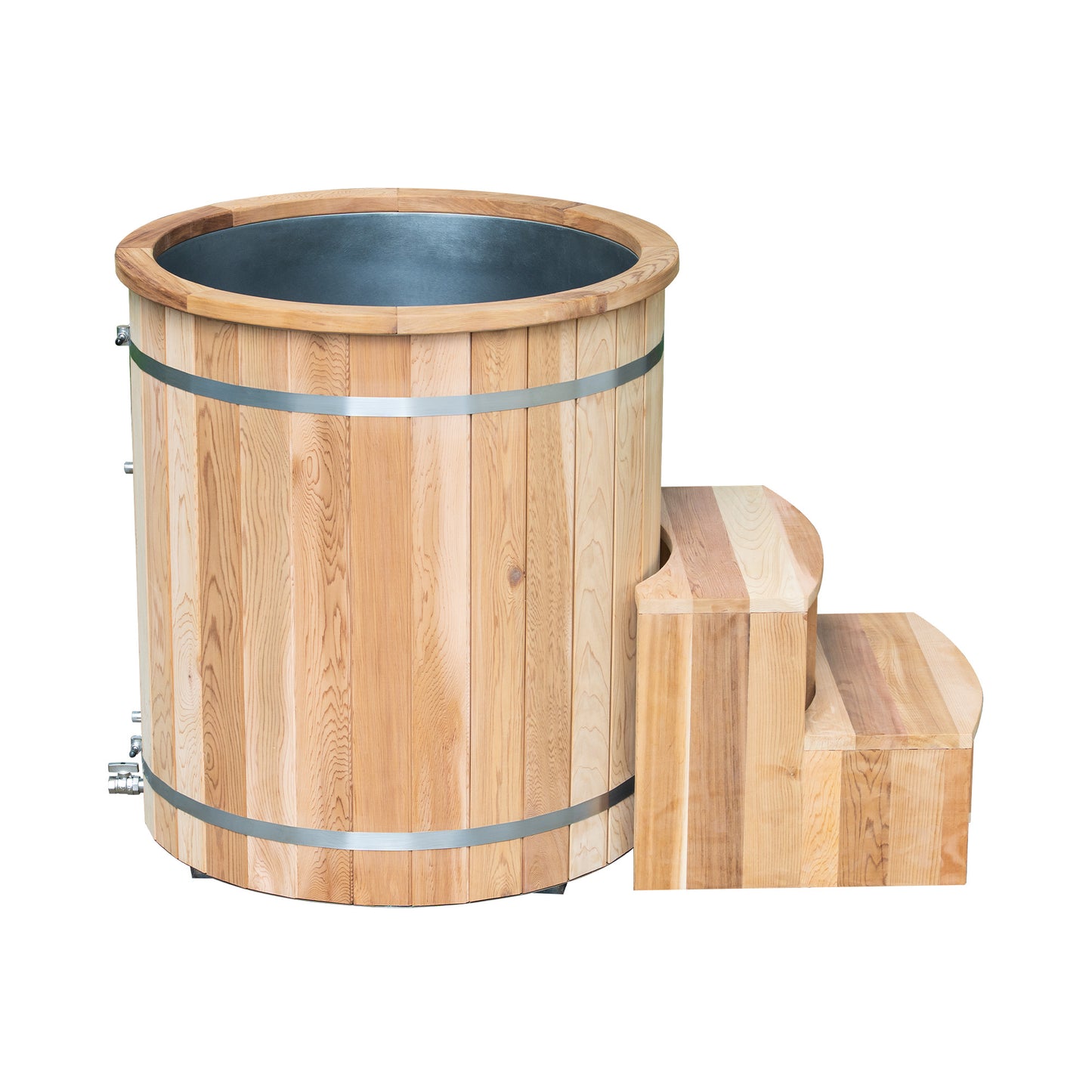 Natural Wood Cold Plunge Tub, Red Cedar Well-made, 304 Stainless Steel Ice Bathtub for Chiller