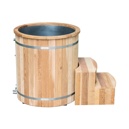 Natural Wood Cold Plunge Tub, Red Cedar Well-made, 304 Stainless Steel Ice Bathtub for Chiller