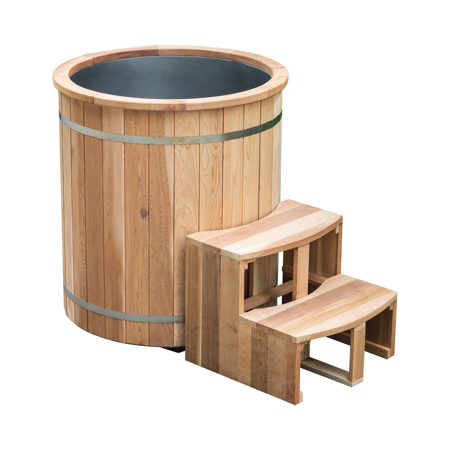 Natural Wood Cold Plunge Tub, Red Cedar Well-made, 304 Stainless Steel Ice Bathtub for Chiller