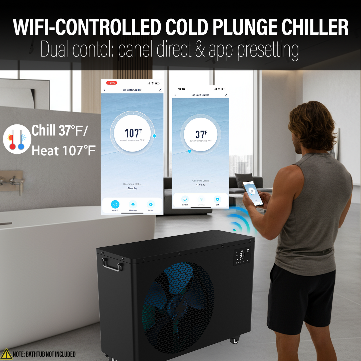 Hi-Q Therapy Cold Plunge lce Bath 1.0hp Chiller Ultra With Wifi and Pump UV sterilizer